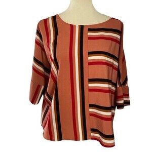 Express terracotta orange striped oversized top size medium